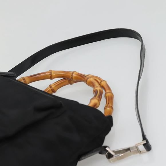 GUCCI Bamboo Hand Bag Nylon 2way Black Silver 002 2058 0508 5 Auth 138391 - Picture 15 of 16